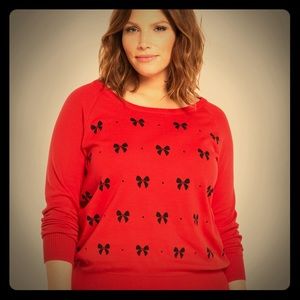 Torrid Retro Red Black Bow Sweater 1X NWT